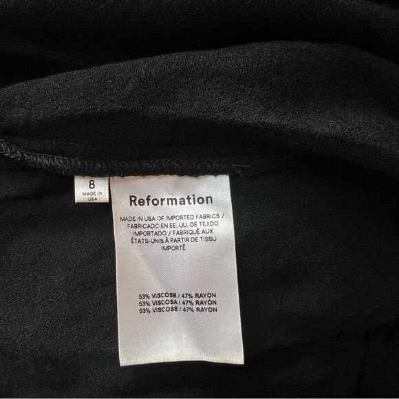 Reformation Hugh Black Collared Long Sleeve Mini Dress Gold Button Down Size 8 - Picture 10 of 10